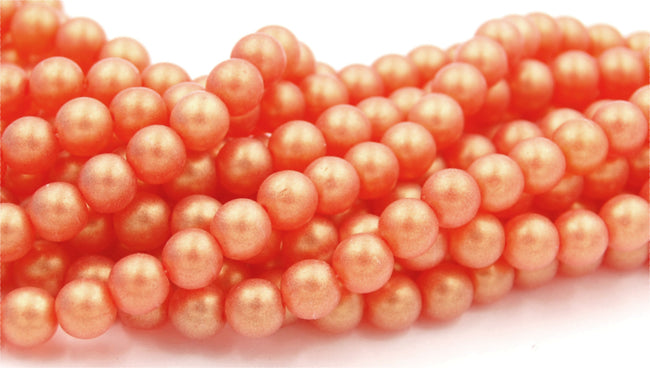 Czech Glass 8mm Round Sueded Gold Hyacinth Orange Druk Beads -25 Czech Beads Hover Image
