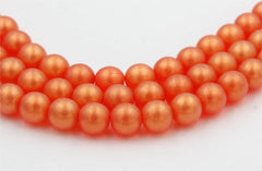 Czech Glass 8mm Round Sueded Gold Hyacinth Orange Druk Beads -25 Czech Beads