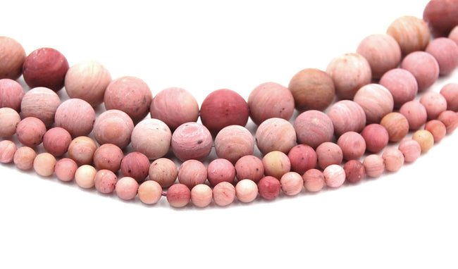 Matte Rhodochrosite Beads Strands, 4mm, 6mm, 8mm, 10mm, 12mm, Round -15 strand Main Image