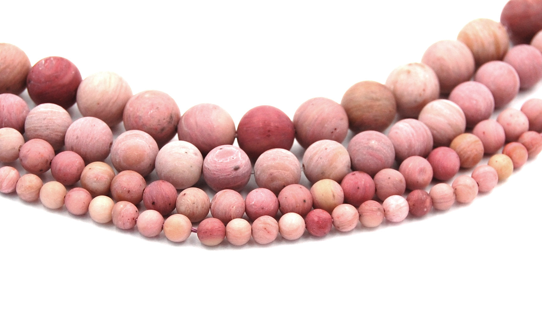 Matte Rhodochrosite Beads Strands, 4mm, 6mm, 8mm, 10mm, 12mm, Round -15 strand