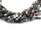 African Bloodstone Jasper 4mm, 6mm, 8mm, 10mm, 12mm Round Beads in Deep Red and Forrest Green
