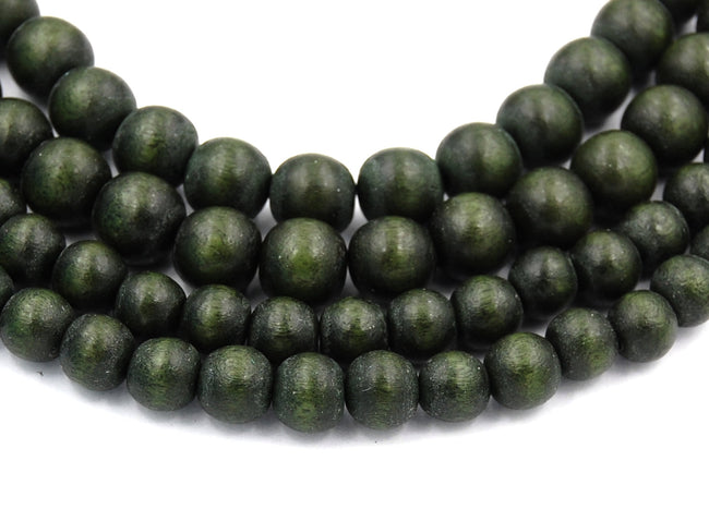 Pine Green Beads 6mm 8mm 10mm 12mm Boho Green Wood beads -16 inch strand Main Image