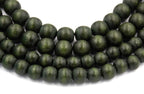 Pine Green Beads 6mm 8mm 10mm 12mm Boho Green Wood beads -16 inch strand