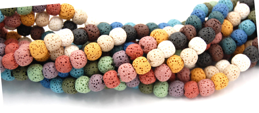 Multicolor Lava Rock Round 6mm  Lava Stone Beads -15.5 inch