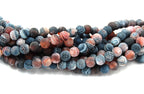 6mm Amber Brown Dark Gray Frosted Matte Agate -15 inch strand