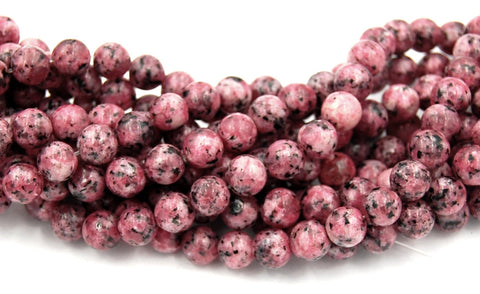 Sesame Jasper Beads 8mm Rose Pink round -14.75 inch strand