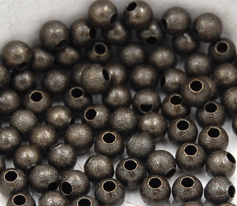 Antique Bronze Stardust covered Brass 4mm Beads- 100