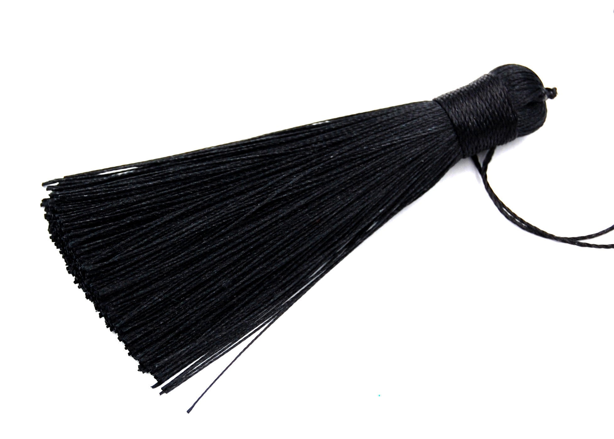 Black Tassel - 3&quot; Long Nylon Jewelry Tassel - 2pc