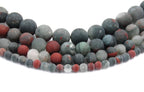 Matte African Bloodstone Jasper 4mm, 6mm, 8mm, 10mm, 12mm Round Beads in Deep Red and Forrest Green -15 inch strand