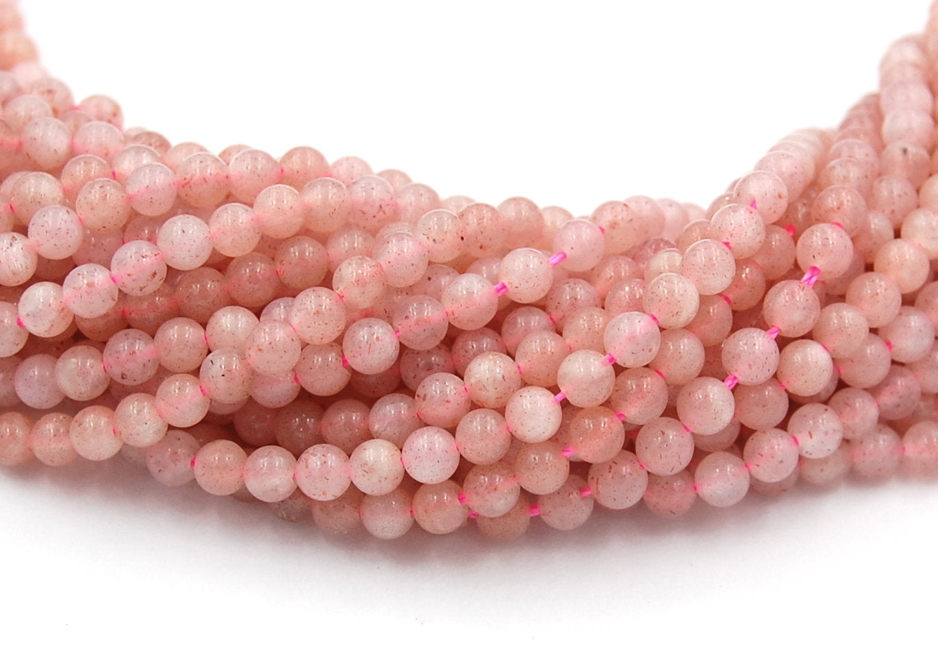 Natural Sunstone Beads Strands, Round, 4mm -15.5 strand