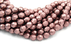 8mm Saturated Metallic Butterum Czech Glass Faceted Bead  -25 czech beads
