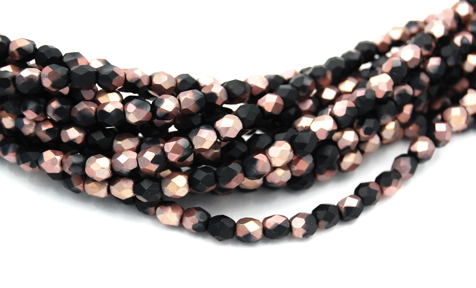 Matte Apollo Jet Czech Glass Bead 4mm Round - 50 Pc