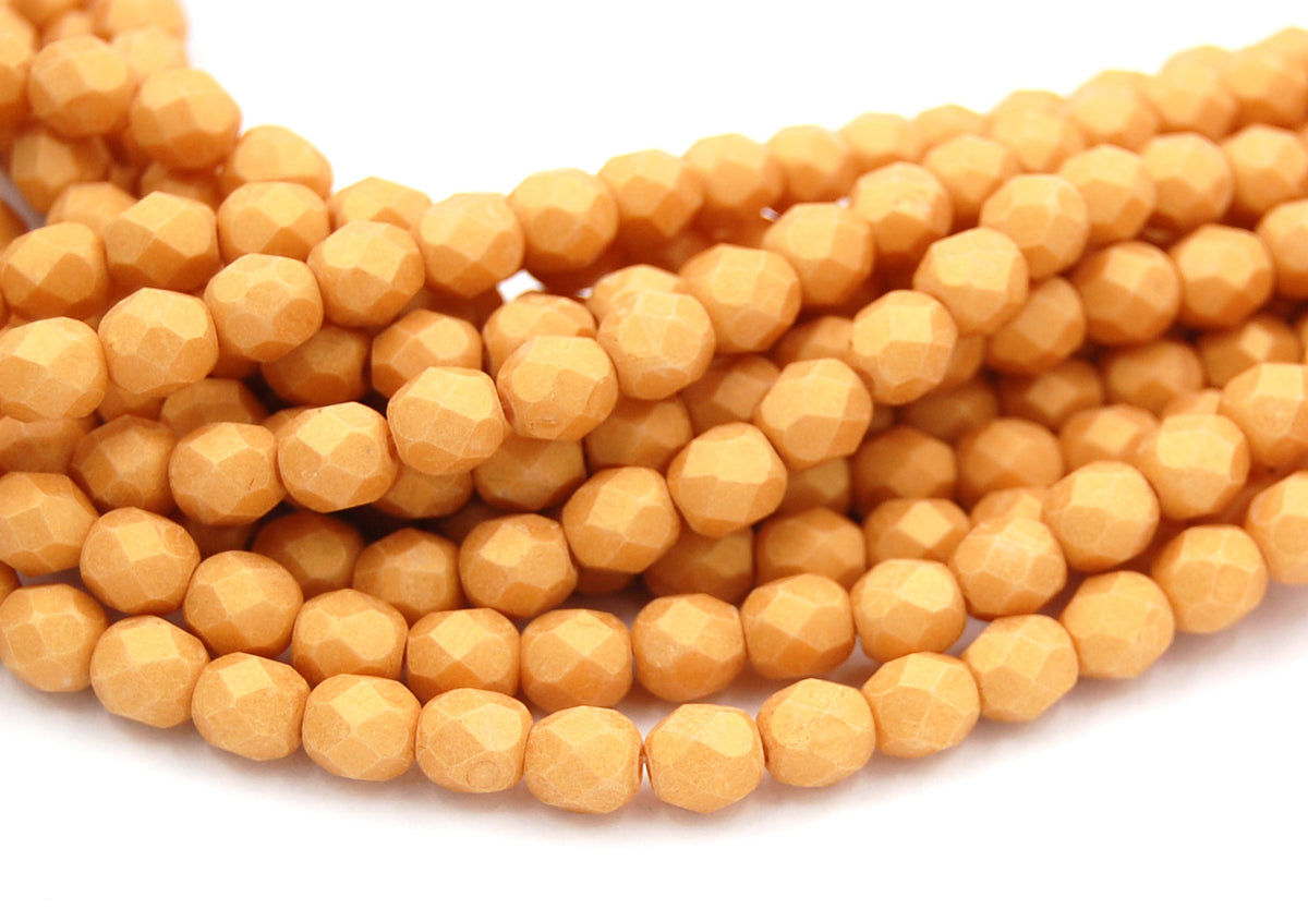 Pacifica - Ginger Czech Glass Faceted Bead 6mm Round - 25 Pc