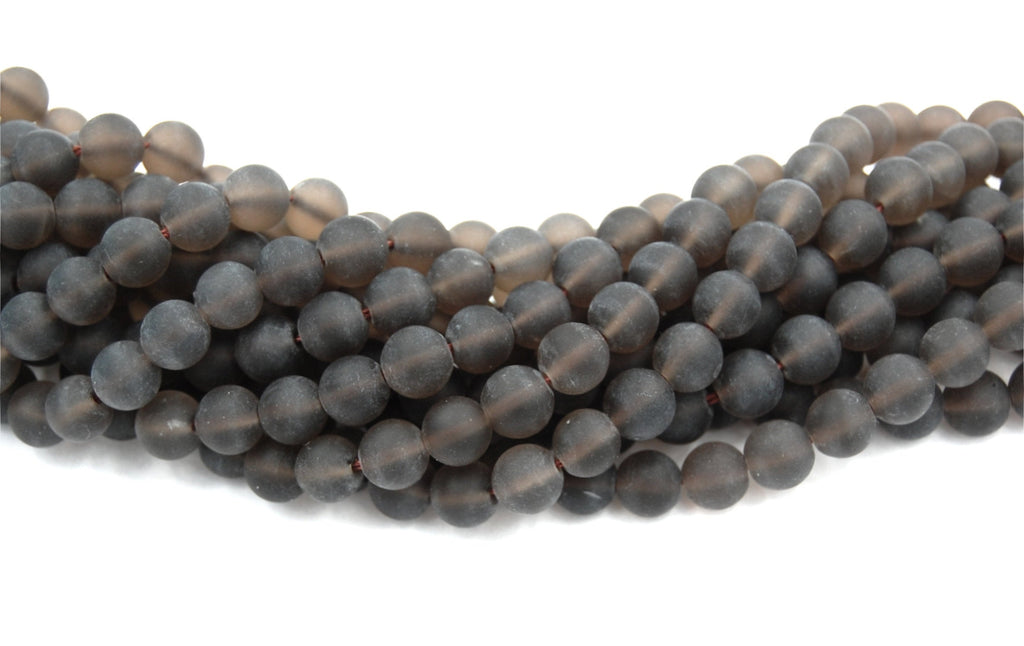 Matte Smoky Quartz 6mm AAA Round Beads  -15 inch strand