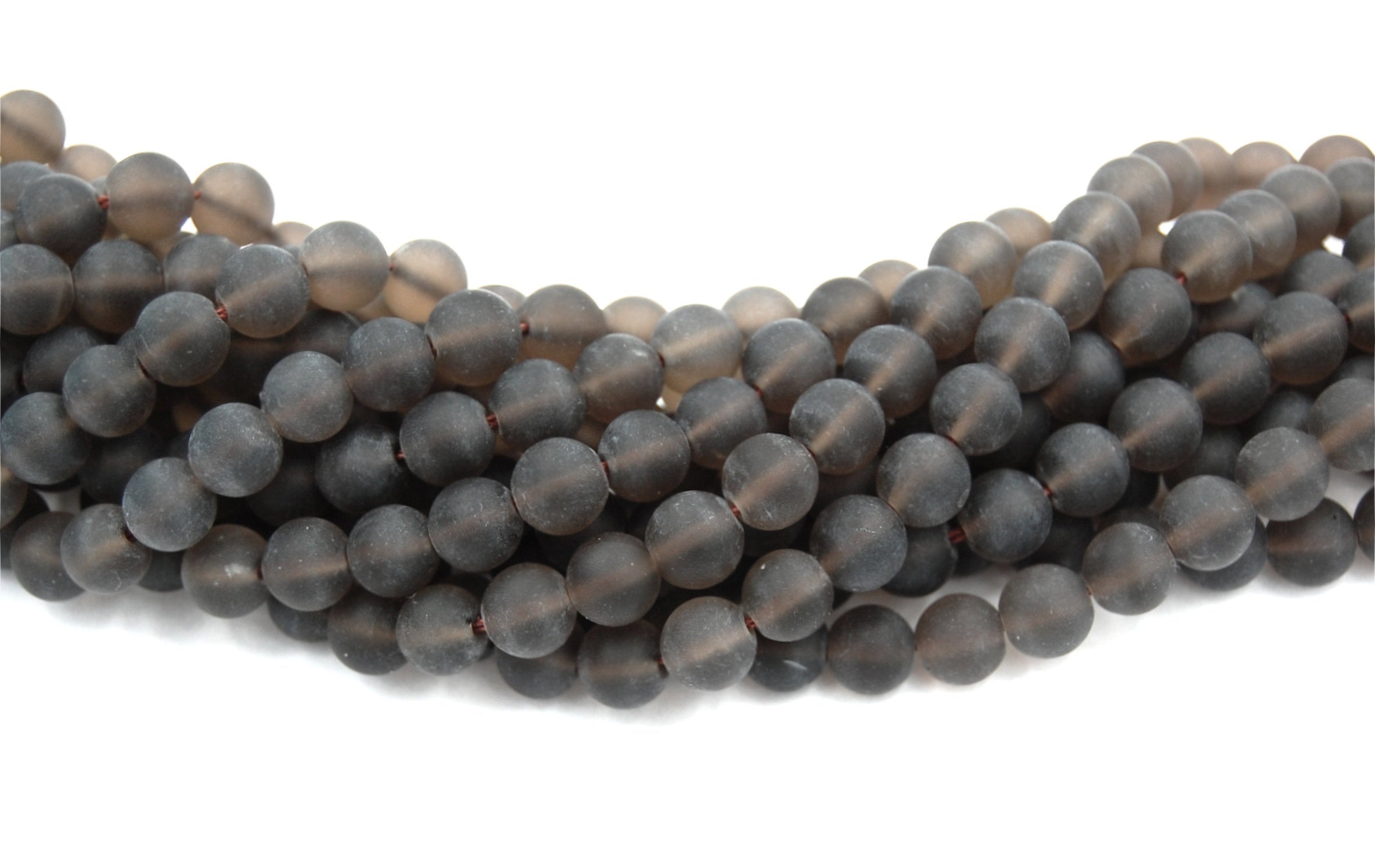 Matte Smoky Quartz 6mm AAA Round Beads  -15 inch strand