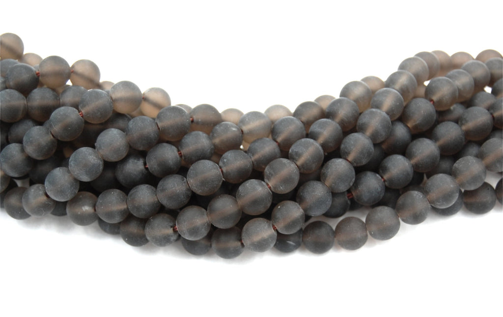 Matte Smoky Quartz 6mm AAA Round Beads  -15 inch strand