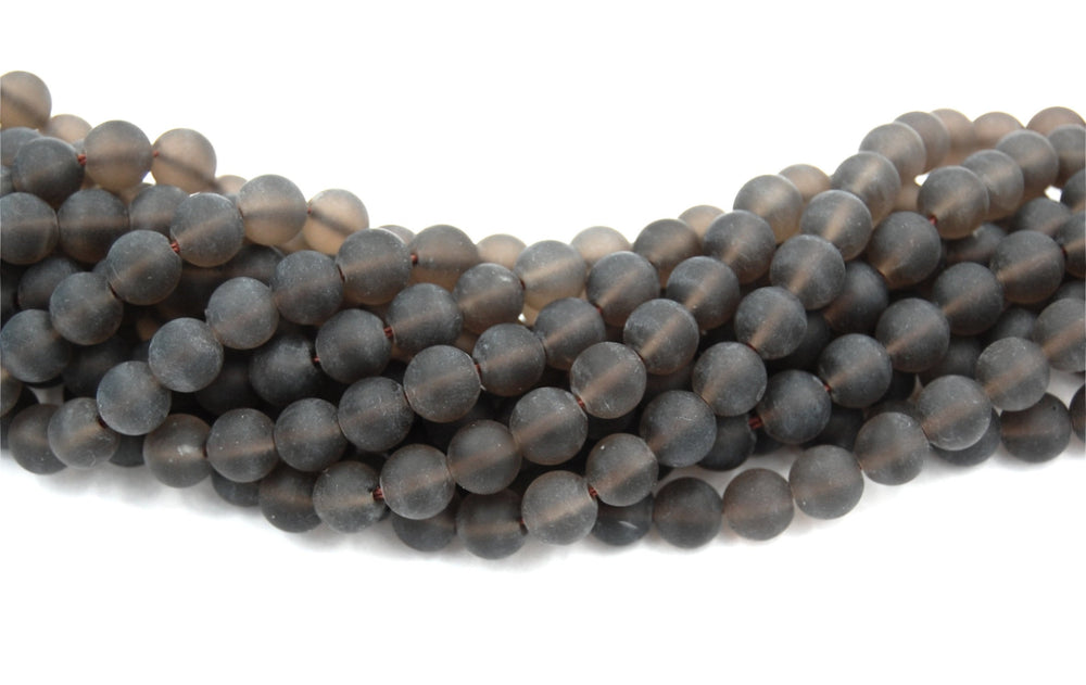 Matte Smoky Quartz 6mm AAA Round Beads  -15 inch strand