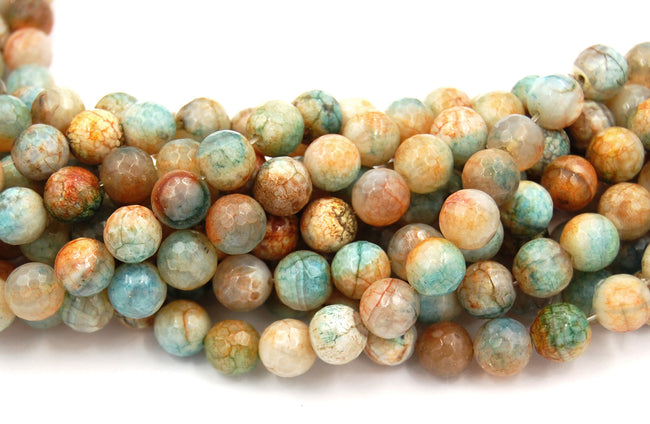 Fire Agate in 10mm Faceted Mixed Greens Color,  - 15" strand Main Image