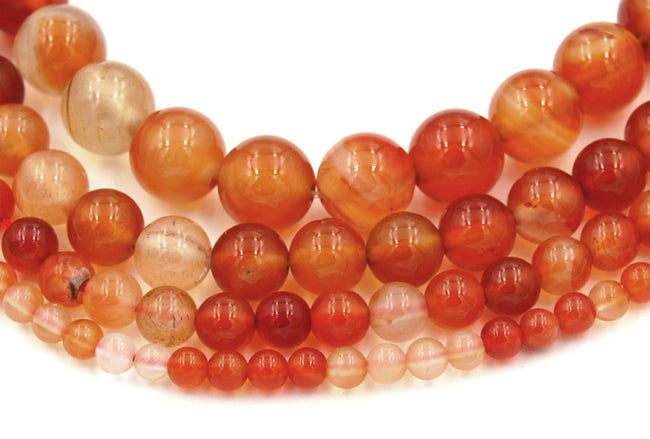 Natural Color Carnelian Beads 4mm, 6mm, 8mm, 10mm, 12mm AA Quality -15 inch strand Hover Image