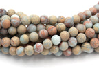 MATTE Pale Blue Terra cotta Turquoise Impression Jasper Beads 8mm round -15.5 beads