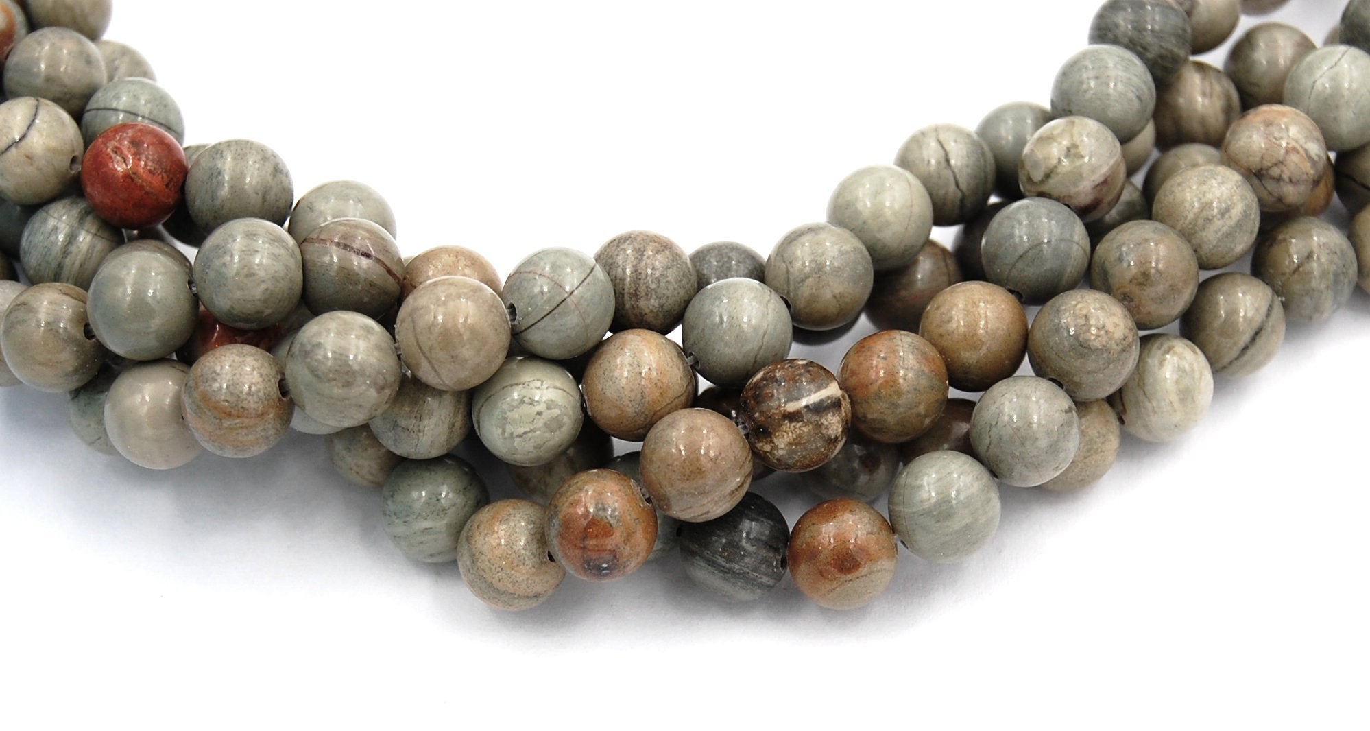 Silver Leaf Jasper 8mm, Round Beads -15.5 inch strand