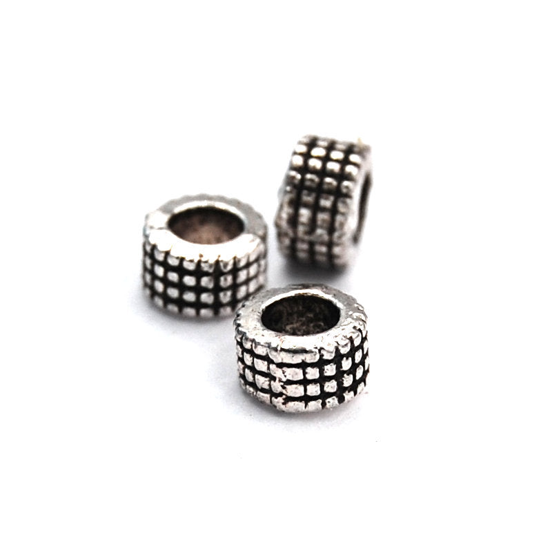 Antique Silver Tibetan Style Tube Spacer Beads -100