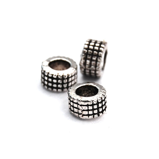 Antique Silver Tibetan Style Tube Spacer Beads -100 Hover Image