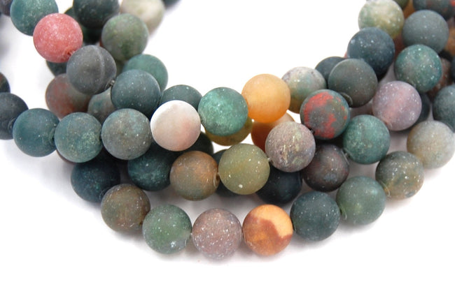 Indian Agate 10mm matte Round Stones -15 inch strand Hover Image