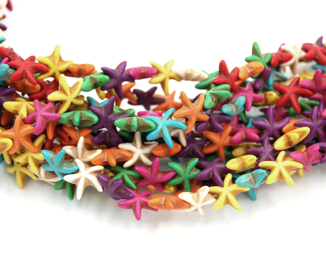 Carved Starfish Beads, 13mm double-sided mixed color -15 inch strand Main Image