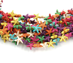 Carved Starfish Beads, 13mm double-sided mixed color -15 inch strand