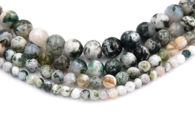 Tree Agate 4mm, 6mm, 8mm, 10mm, 12mm Round Beads -15 inch strand Hover Image
