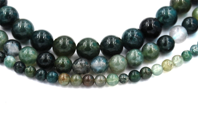 Moss Agate 4mm, 6mm, 8mm, 10mm, 12mm Round Beads -15 inch strand Hover Image