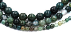 Moss Agate 4mm, 6mm, 8mm, 10mm, 12mm Round Beads -15 inch strand