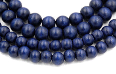 Dark Imperial Blue Beads 6mm 8mm 10mm Wood beads -16 inch strand