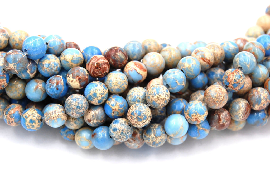 Sky Blue Impression Jasper Beads 4mm 6mm 8mm 10mm round -15.5 beads