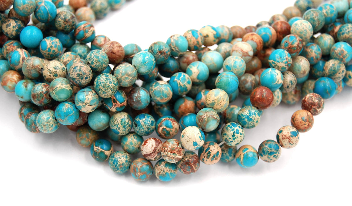 Turquoise Impression Jasper Beads 8mm round -15.5 beads