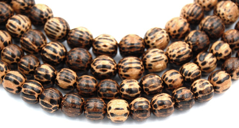 Patikan Wood Beads 6mm, 8mm, 10mm Old Palmwood Brown natural wood beads -15.5 inch strand