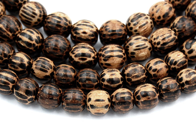 Patikan Wood Beads 6mm, 8mm, 10mm Old Palmwood Brown natural wood beads -15.5 inch strand Hover Image