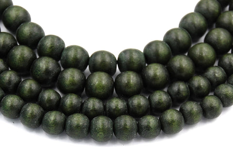 Pine Green Beads 6mm 8mm 10mm 12mm Boho Green Wood beads -16 inch strand