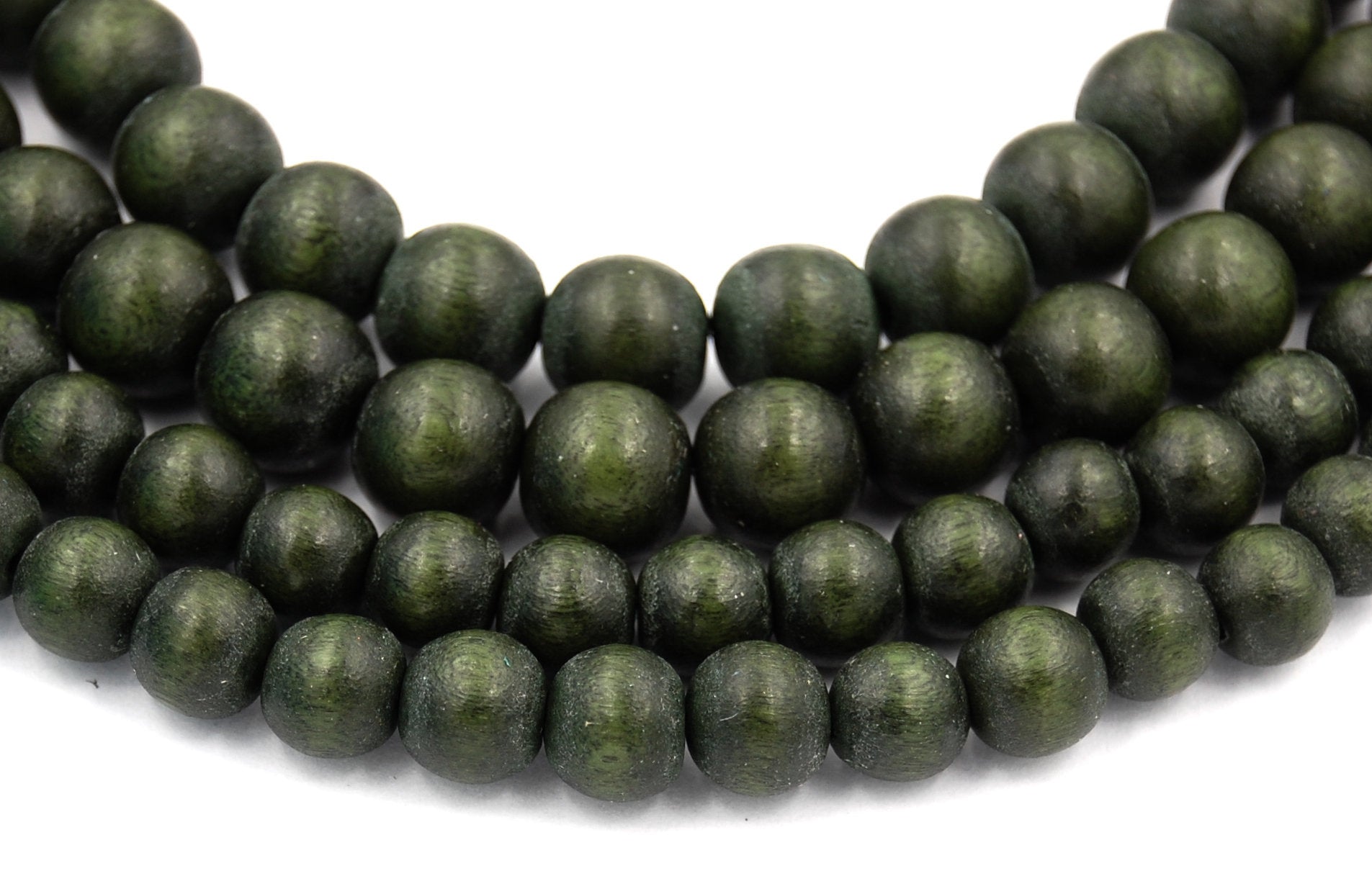 Pine Green Beads 6mm 8mm 10mm 12mm Boho Green Wood beads -16 inch strand