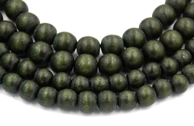 Pine Green Beads 6mm 8mm 10mm 12mm Boho Green Wood beads -16 inch strand Hover Image