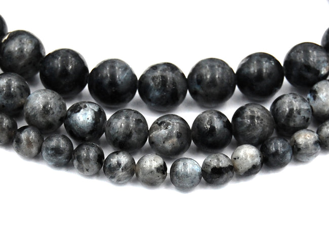 Norwegian Labradorite Stone 4mm, 6mm, 8mm, 10mm, 12mm in Black and Gray Main Image