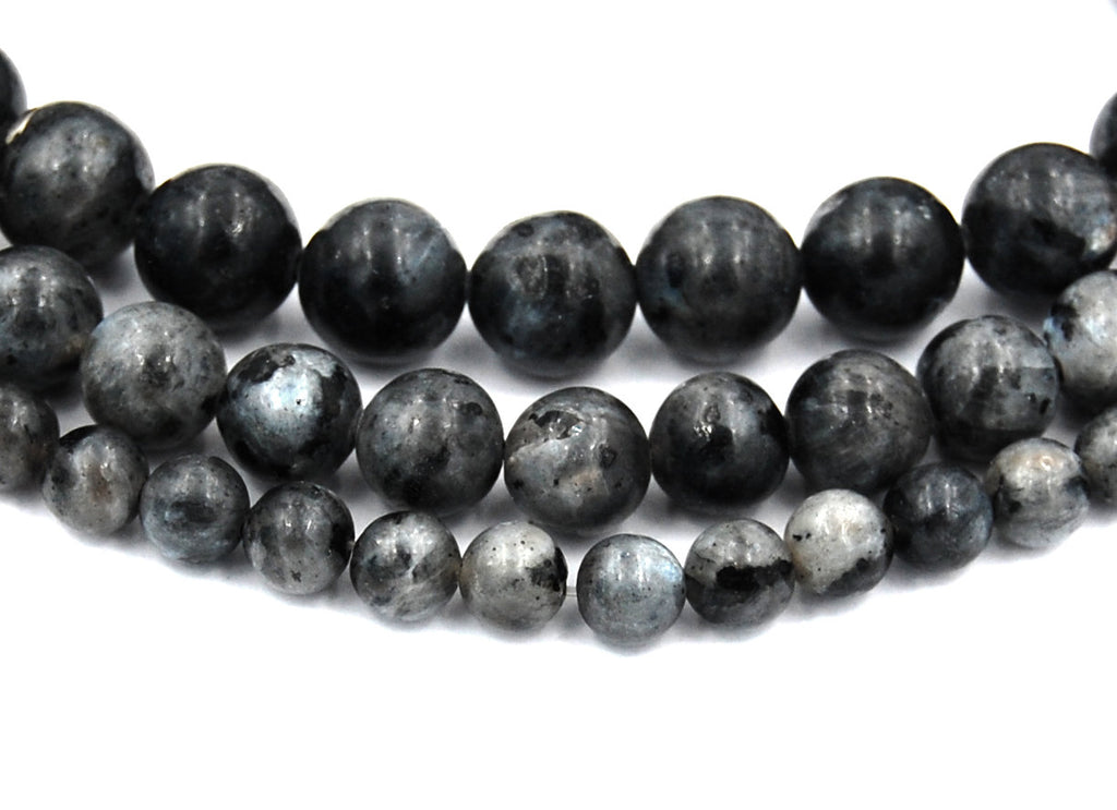Norwegian Labradorite Stone 4mm, 6mm, 8mm, 10mm, 12mm in Black and Gray