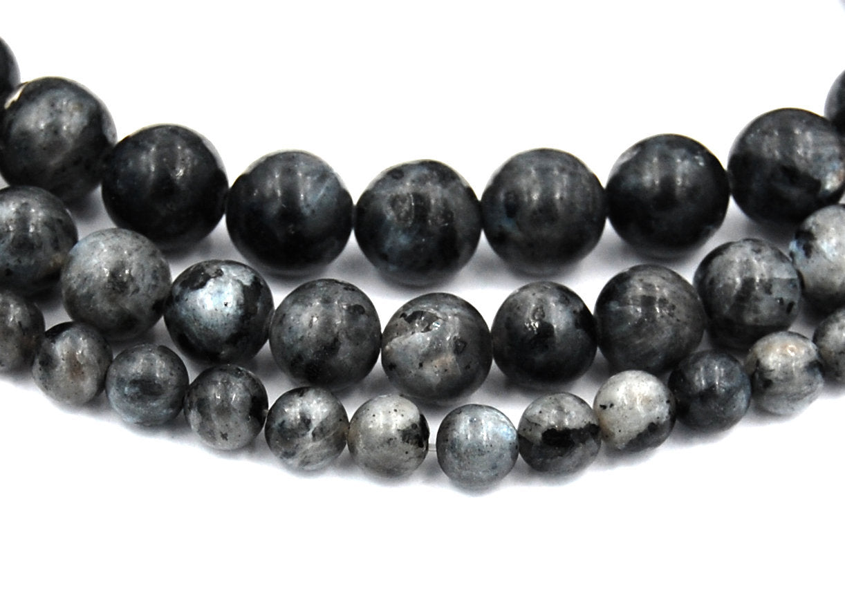 Norwegian Labradorite Stone 4mm, 6mm, 8mm, 10mm, 12mm in Black and Gray