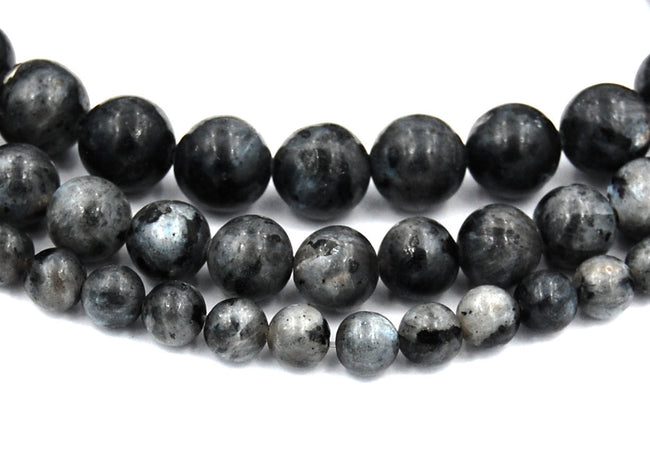 Norwegian Labradorite Stone 4mm, 6mm, 8mm, 10mm, 12mm in Black and Gray Hover Image