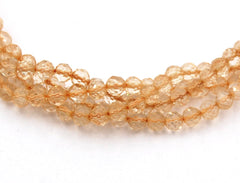 Citrine 4mm round faceted yellow jewelry beads -15.5 inch strand