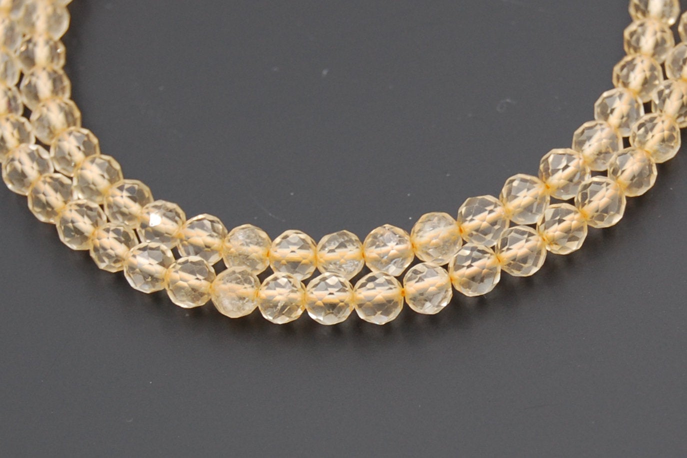 Citrine 4mm round faceted yellow jewelry beads -15.5 inch strand