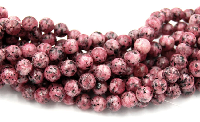 Sesame Jasper Beads 8mm Rose Pink round -14.75 inch strand Hover Image