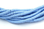 Flat Round Handmade Polymer Clay Bead Spacers, Baby Blue, 6x1mm