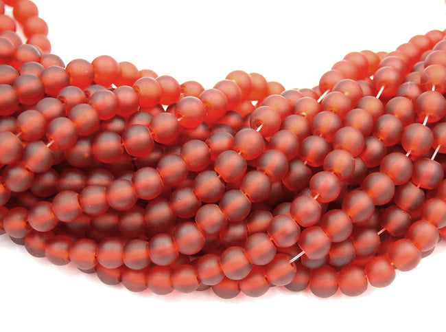 200PC strands Frosted Glass 6mm Burnt Red Main Image